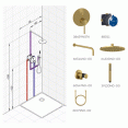 Душевая система встраиваемая со смесителем Kludi Bozz 38658N076 (7 в 1) золото брашированное